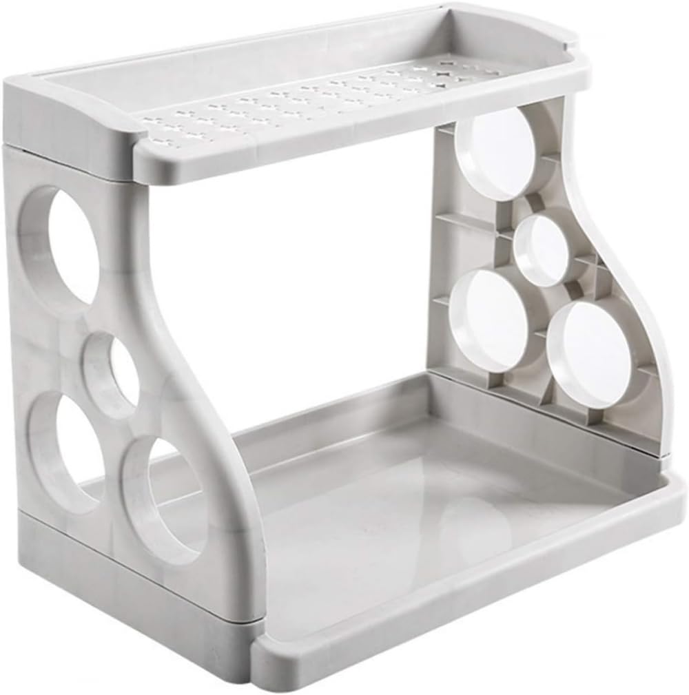 Portaspezie a 2 livelli, scaffale multifunzionale da cucina autoportante, espositore per bottiglie di barattoli per bancone della cucina
