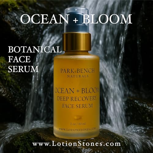 Generic LOTION STONES Ocean + Bloom Deep Recovery Face Serum, Marine Minerals, Botanical Oils, for Dry Mature Sensitive Skin, Anti-Aging Repair, 2 oz