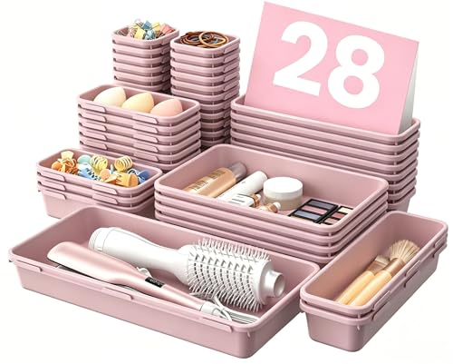 Image of 【Military Grade】A-LuGei Drawer Organizer,【𝟱𝗦𝗶𝘇𝗲】Makeup organizer,【Holds 177 Items】Bathroom Organizers and Storage,Organization and Storage,Desk Drawer Organizer for Vanity【Lilac】