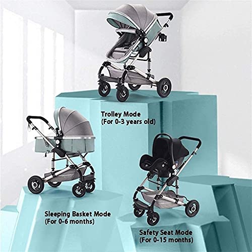 Zhiding Babykar 3 in 1 opvouwbare buggy 22-wheeler, kinderwagen met extra grote luchtwielen, voor kinderen schakelbare fietswalking, lange reis voor pasgeboren en peuter (Color : Brown) - Afbeelding 3