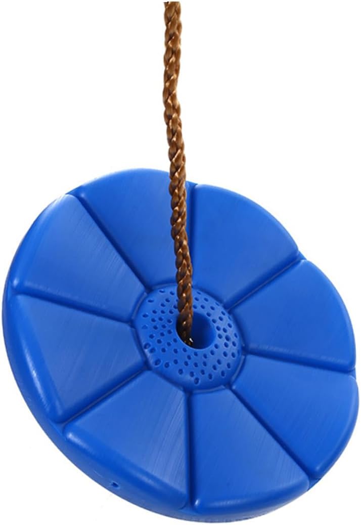 Octagonal Blue Disc Swing Seat, Outdoor Rope Hanging Disk Swing for ’ Tree Play, 60kg Load Capacity, Suitable for Backyard and Playground Activities