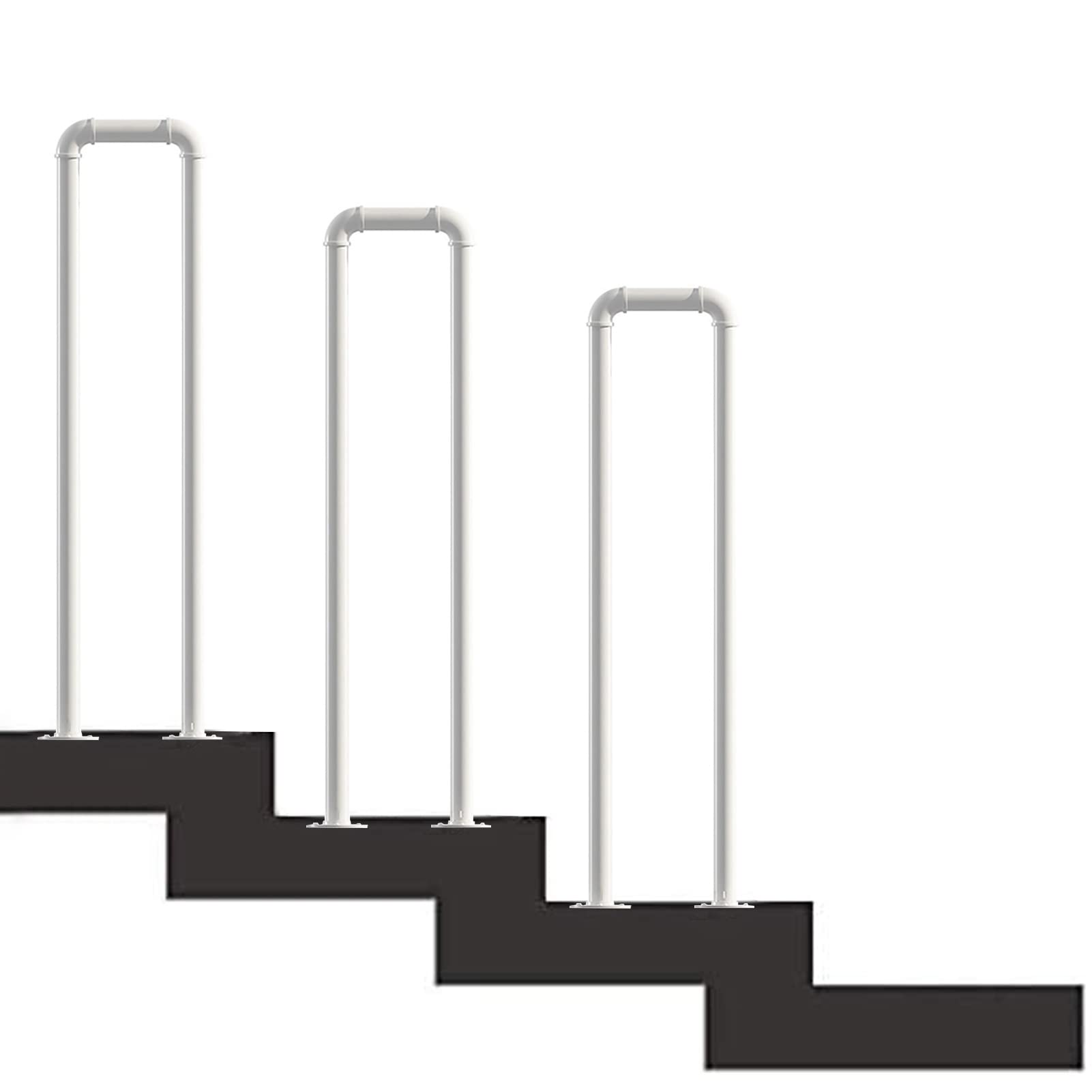 GLDYTVF Vintage White Stair Rail Staircases Railing for Outside Steps, Transitional Handrail for Concrete Steps and Wooden Stairs, Handrail Picket for Outdoor Porch(Size:55cm(1.8ft))