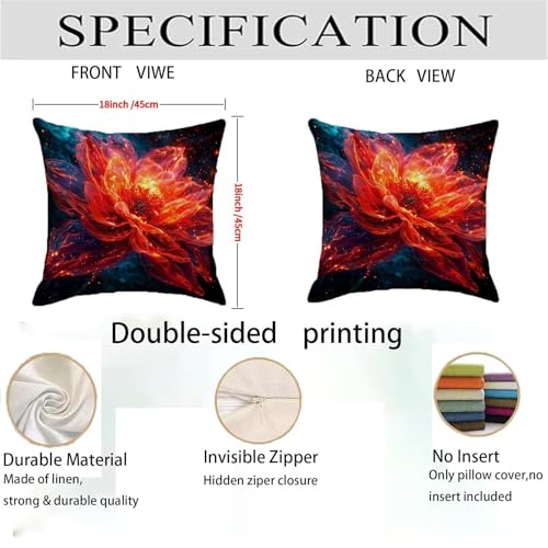 Housse coussin 55x55cm lin double face décoratif rouge de qualité - 5
