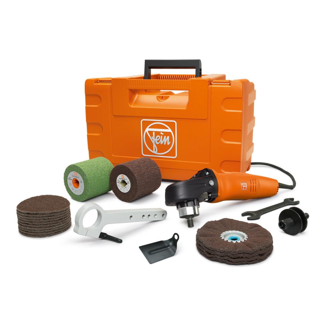 FEIN 72214950010 – Set FEIN Start Edelstahl WPO 14-25 E – Polierset Edelstahl; WPO 14-25 E – Profi-Set, kabelgebundene Maschine, Schleifen