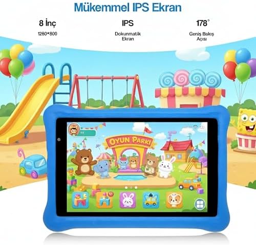 NPO NPK01Pro 8" 1280x800 IPS Ekran 4GB 64GB Android14 A523 2.0GHz Antişok Kılıf Çocuk Tableti (Mavi) - Görsel 6
