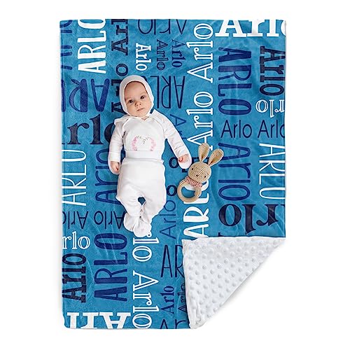 Image of Custom Baby Blanket - Personalized Names Design - Soft Plush Blanket with Double Layer Dotted Backing for Boys Girls Color08(30x40 inches)