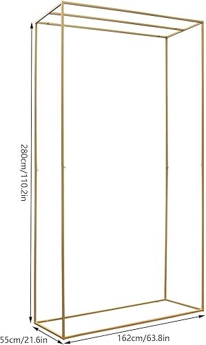 Miniatura 7 de Soporte decorativo de arco cuadrado de boda de 5.2 ft x 9.2 ft con bases doradas, soporte de metal de doble tubo para cabina de fotos, soporte de