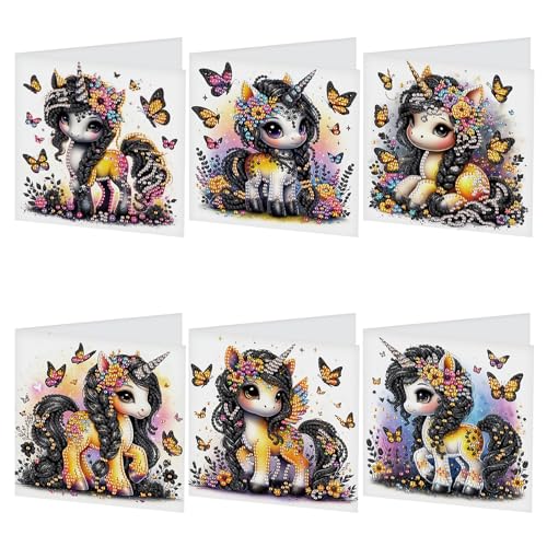 Carte diamant licorne TDFERAN : lot de 6 cartes de vœux créatives à faire soi-même