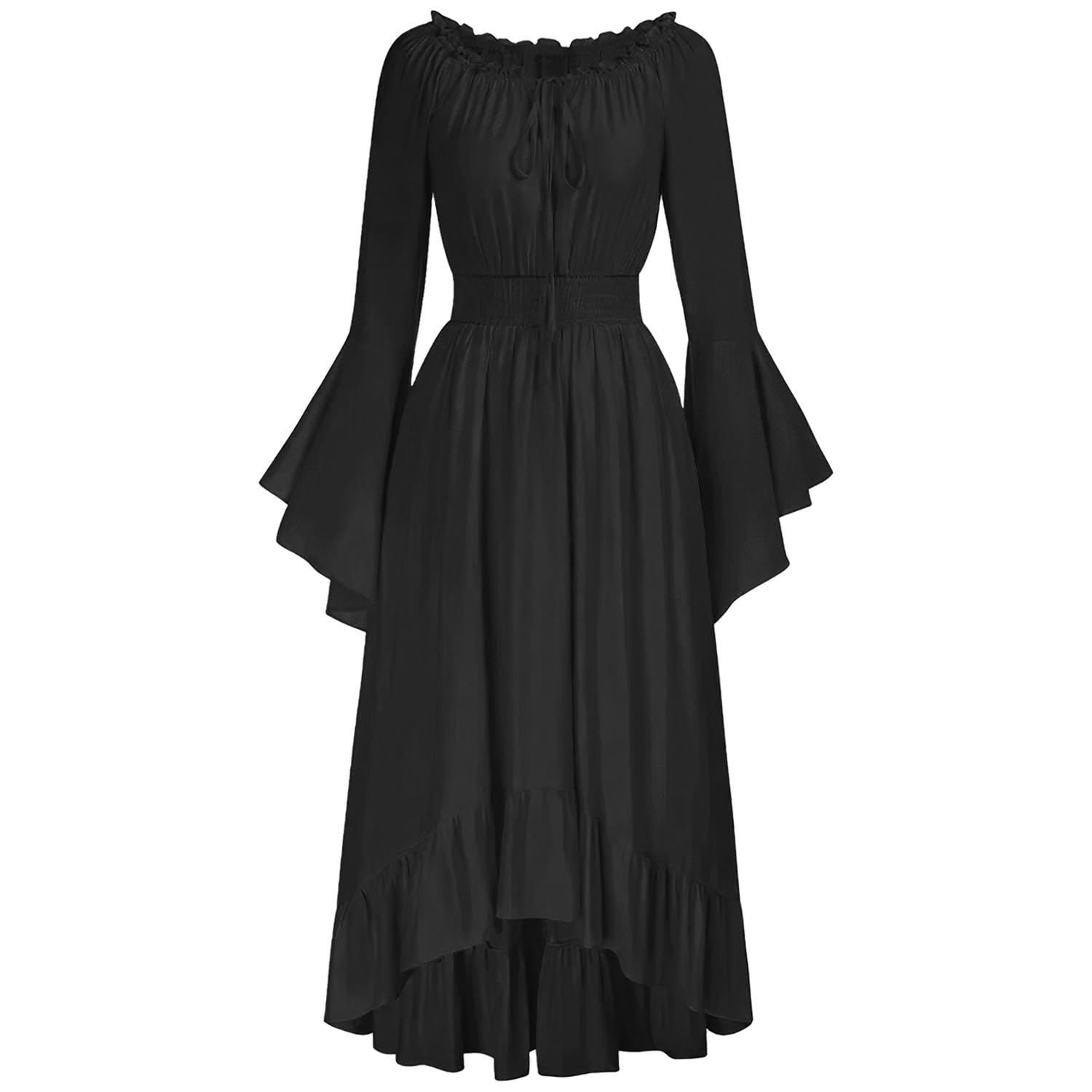 Gothden Renaissance Dress Women Medieval Costume Victorian Dresses Peasant Gothic Dress Black