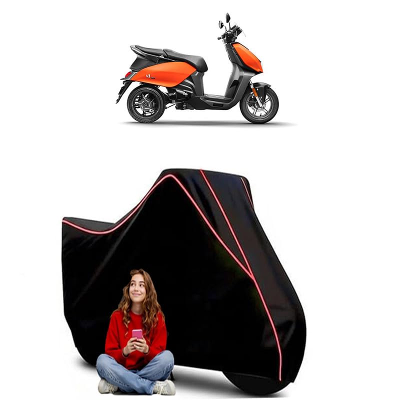 Image of V1 Scooty Bike Cover Water Resistant Outdoor Use Universal Fit Scooters Motorcycles Heavy Duty UV Protection Dust Rain Scratch Resistant Elastic Bottom Black Blue Piping