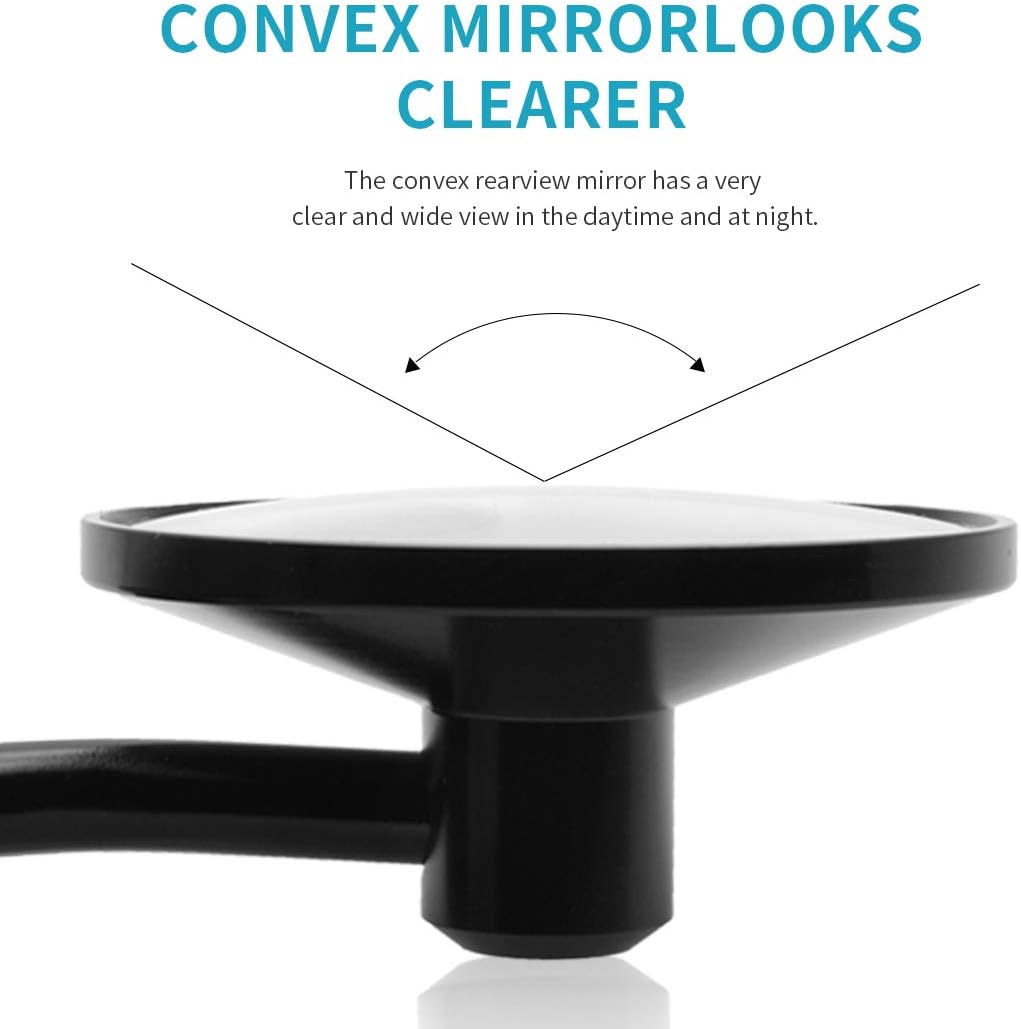 MZS Round Bar End Mirrors 7/8 Motorcycle Rear View Mirror Hollow Classic CNC Black Compatible with Street Sport Naked Road Bike Cruisers Touring Scooter