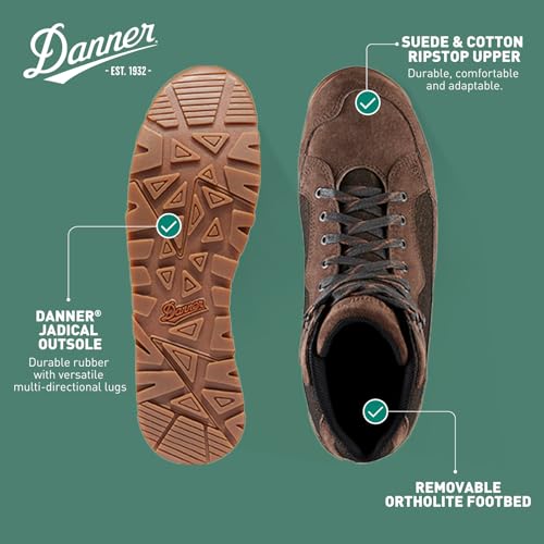 Danner Skyridge Hiking Boots for Men - Waterproof, with Durable Suede & Cotton Ripstop Upper, Breathable Lining, Comfort Footbed & Traction Outsole4