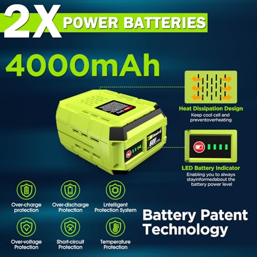Image of Sihuird 60V 16-Inch Cordless ChainSaw, 2 x 60V 4.0Ah Battery and Charger, Brushless Motor Electric Chainsaw with Tool-free Chain Tension & Auto Lubrication for Tree, Wood Cutting-SL9160 (A)