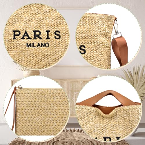 Bolso tote de paja para mujer miniatura 5