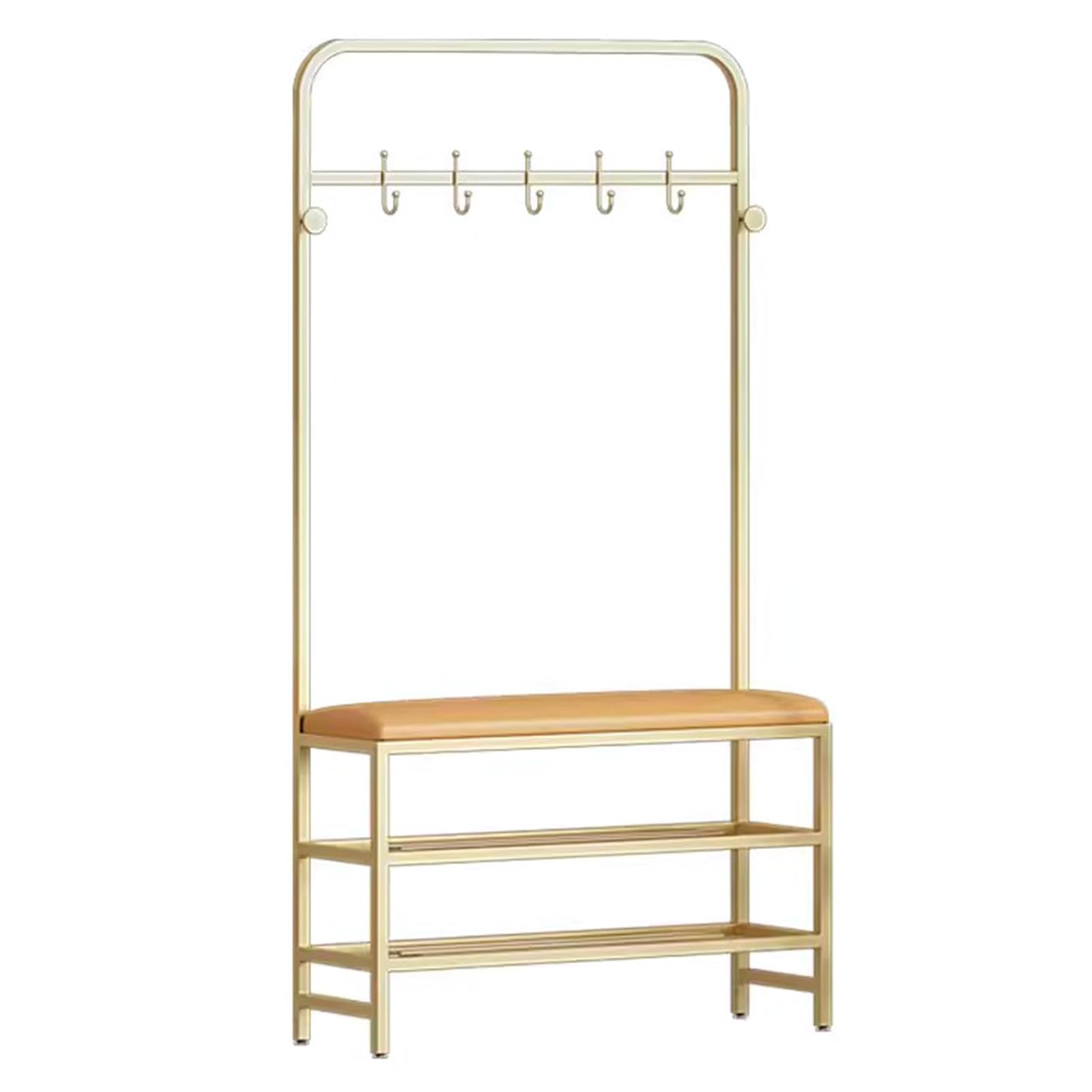 LWJSOCP Freestanding Hall Tree with Storage Bench Coat Rack & Shoe PU Leather Seat Metal Frame Hooks for Entryway Mudroom & Home nization