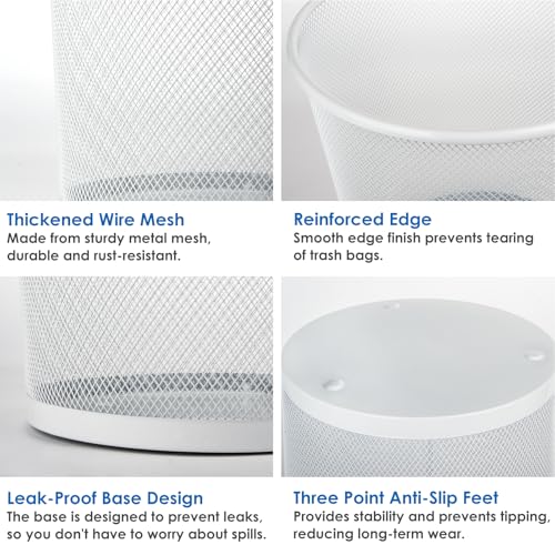 Image of Office Mesh Trash Cans (10-Pack 4 Gal),Open Metal Wire Wastebaskets, Mesh Office Garbage Can,Waste Basket Trash Can for Near Desk,Wire Garbage Container Bin for Home,School