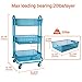 DESIGNA Metal Utility Cart, 3 Tier Mesh Rolling Storage Cart with Handle and Lockable Wheels,Easy Assembly Craft Carts for Kitchen,Bathroom,Office,Turquoise