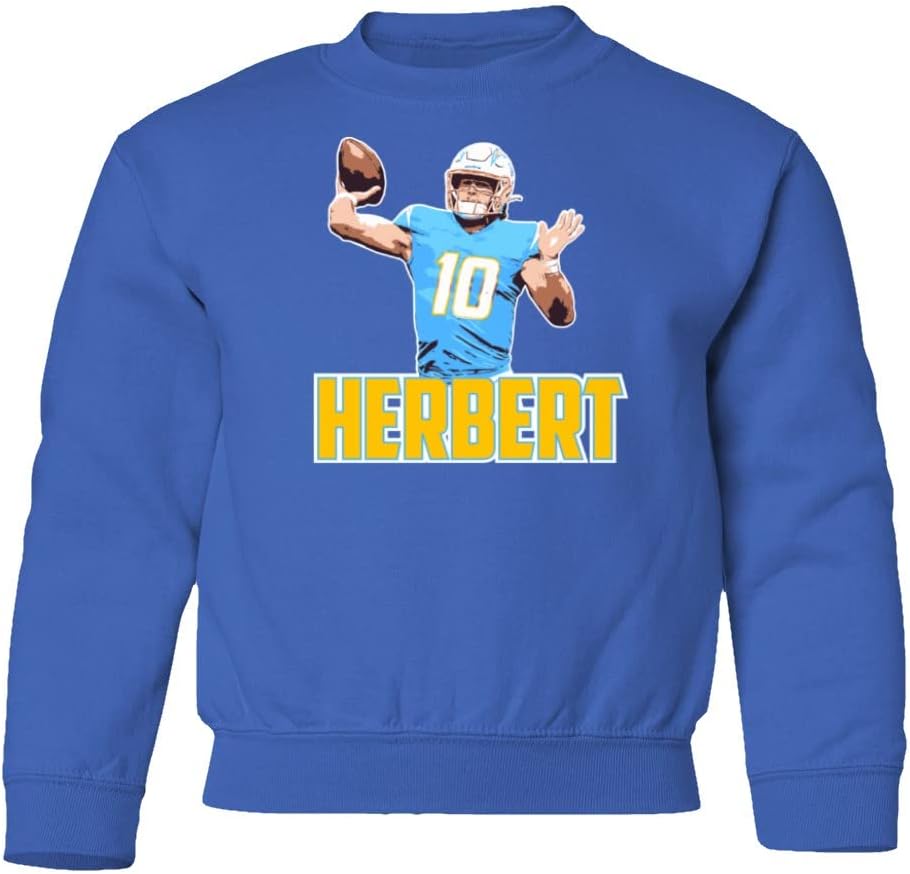 Herbert Los Angeles Football Quarterback Youth Crewneck Sweater (Royal, Youth Small)