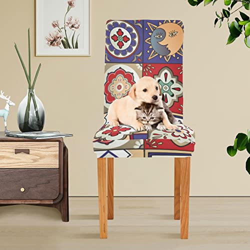 Mexican Talavera Dining Chair Covers Set Of 2 Washable Removable Chair Slipcover Stretch Dining Chair Seat Cover For Dining Room Ceremony Party Holiday Decor #TOP4