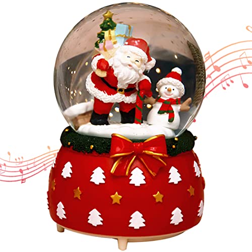 Linternas de Globo de Nieve de Navidad Globo de Agua de Escena de Papá Noel con Purpurina giratoria para decoración y Regalo navideños (Rojo)