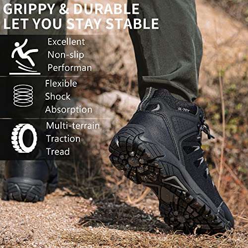 SHULOOK Men's Waterproof Hiking Boots Non-Slip Lightweight Mid Top Ankle Boot Breathable Hiker Trekking Shoes by SHULOOK - Image 8