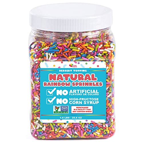 Dye-Free Rainbow Sprinkles – 1.6 Pounds - Natural Vegan Baking Toppings with No Artificial Dyes or Flavors – Non-GMO Jimmies for Cookies, Cakes, Ice Cream & Cupcakes - Thumbnail 3
