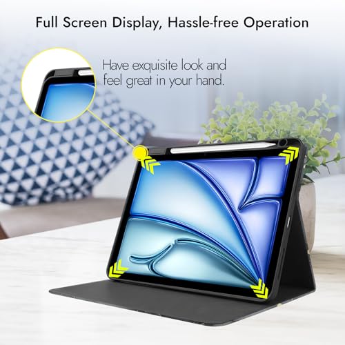 Image of Robustrion Case Cover for iPad Air 11 inch M4 / M3 / M2 (2024 /2025) / iPad Air 5th Generation Cover / 4th Gen 10.9 inch with [Pencil Holder Right Side] [Auto Sleep Wake] Folio Cover Case - Ocean Black