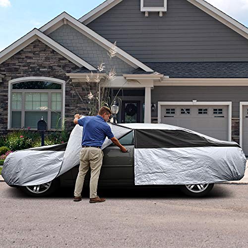 Image of Titan Premium Multi-Layer PEVA Car Cover for Sedans 186-202 inch. Waterproof, UV Protection, Anti-Scratch Protective Lining, Driver-Side Zippered Opening. Fits Camry, Accord and More.