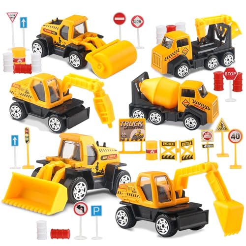 Image of TOY Life 28 PCS Construction Toys for boy Age 3-5, Small Construction Vehicles, Sandbox Toy for Boys, Small Construction Car Truck Excavator Party Favors Gifts for Boys
