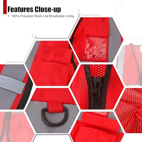 Image of Safety Vest for Men Women Hi Vis Vest with Pockets Mesh High Visibility Vests