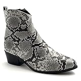 bottines python rouge mango  Angkorly - Chaussures Mode Bottines Bottes Santiags - Cowboy Western Motard Motarde Moto Femme Effet Peau de Serpent Python imprimé Animal Talon Bloc 4 CM - Noir 15 - DE1077 T 37