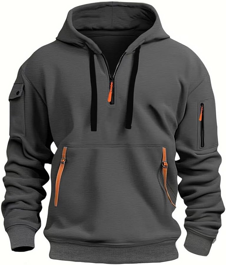 Generic Design Jacket for (Couleur : Charcoal Grey) (SIZE: 3XL) Mens Hoodie Fleece Jacket Warm Winter Zip Up Hooded Sweatshirt Coat Work Jumper