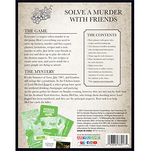 University Games 33217 The Champagne Murder Mystery Party Lord Michael Game, Black, One Size - Image 2