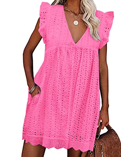 heekpek Vestidos Verano Mujer Sin Mangas con Volantes Cuello V Algodón Mini...
