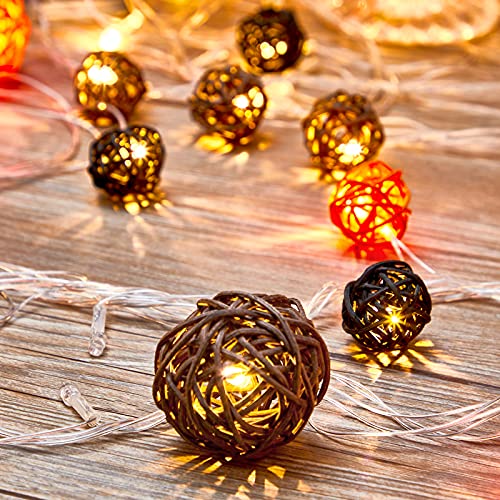 Bucherry 20 Pcs Wicker Rattan Balls Decorative Orbs Vase Fillers For Craft, Decorative Balls For Bowl Centerpiece For Wedding Table Decoration Halloween Christmas Home Ornaments #TOP5