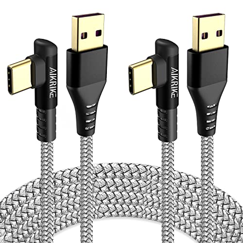 USB C Cable 3A Right Angle 2 Pack 6.6Ft AIKRIKE USB A to Type C Charging Cable Fast Charge for Samsung Galaxy S10 S10+   Note 8, LG V20 and Other USB C Charger[ Gold-Plated]