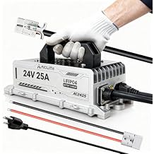 Industrial 29.2V 25A LiFePO4 Battery Charger LFP, IP67 Waterproof, Die-Cast Aluminum, Max Battery Life, Zero Downtime, 24V Lithium Charger for Forklift, Floor Scrubber, Marine, Golf Cart, RV