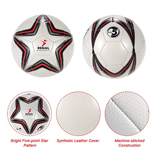 Futebol, Andoer Futebol inflável Star PU de cinco pontos, couro sintético durável, Soft Touch Futebo