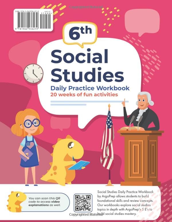 6th Grade Social Studies: Daily Practice Workbook | 20 Weeks of Fun Activities | History | Civics | Geography | Economics | + Video Explanations for Each Question (Social Studies by ArgoPrep) - Image 2