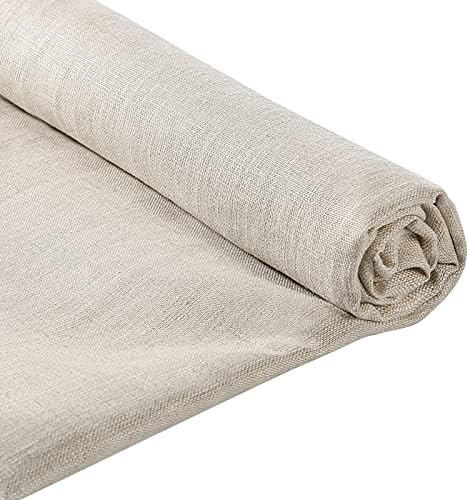 Pllieay 39 x 55 Inch Natural Pure 100% Linen Fabric, Plain Solid Colour Linen Fabric Cloth for Needlework, Dressmaking, Skirts, Bag, Embroidery, Tablecloths and Garments Craft