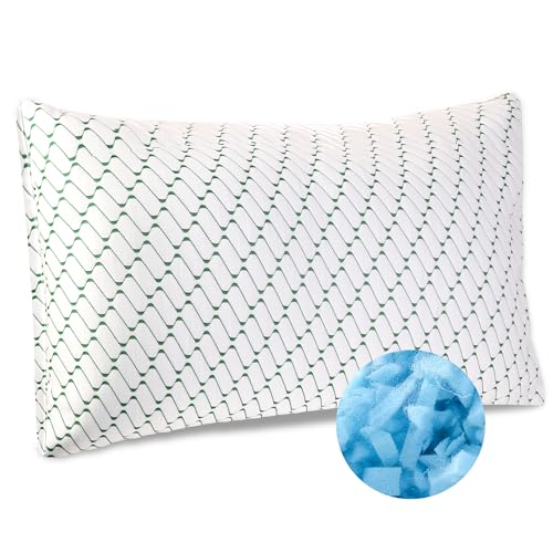SINGHAI Kopfkissen, Memory Foam Kissen, Kühlendes Kopfkissen, Flach Nackenkissen Orthopädisches Seitenschläferkissen (Grün Welle, 40x80 cm)