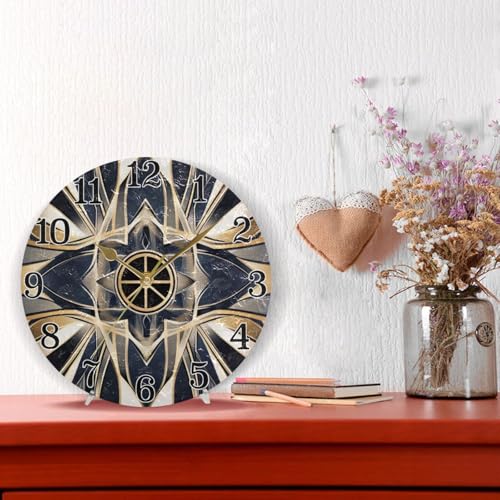 Horloge style Art Déco motif abstrait pendule murale design ronde