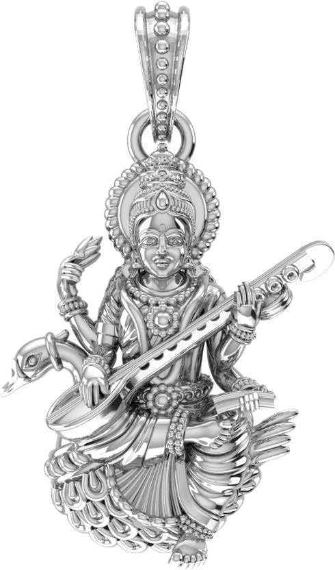 Pendentif en argent sterling 925 collier médaille Maa Saraswati pour homme et femme protection