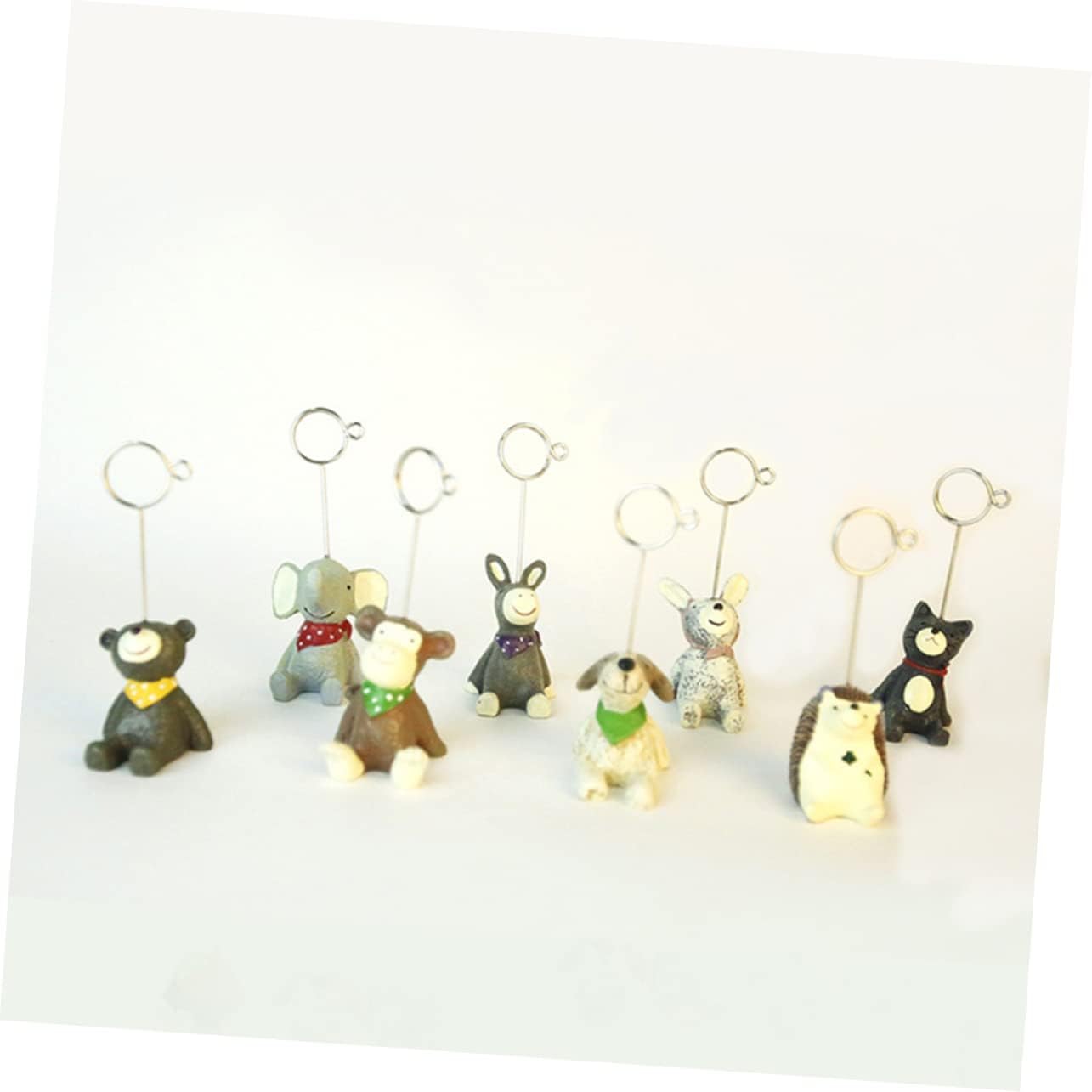 6pc Small Animal Desktop Message Folder Vintage Resin Base Clips Funny Shapes Desk Decor Photo Holder Wedding Table Decor Place Cards Stand