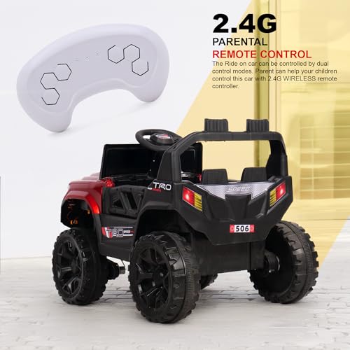 Image of Little Rides Force 4x4 Battery Operated Jeep for Kids, Ride on Toy Baby Car with LED & RGB Light & Music, Rechargeable Electric Jeep, Big Battery Car for Kids to Drive 1 to 5 Years Boys Girls (Red)