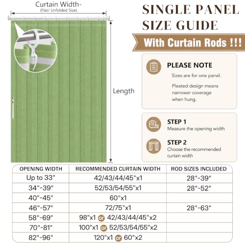 Image of AJAZZ Blackout Accordion Doors with Curtain Rods Adjustable 28-63 inch Long Magnetic Door Curtain for Bedroom Living Room Doorway Curtain Sets (1 Pack, 72 W x 78 L, Green)