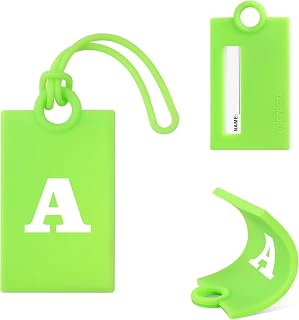 Vigorport Initial Luggage Tags for Suitcase, 3 Pack Bright Silicone Bendable Tags with Privacy Name Card for Travel Sports Easy Identification(Letter A)