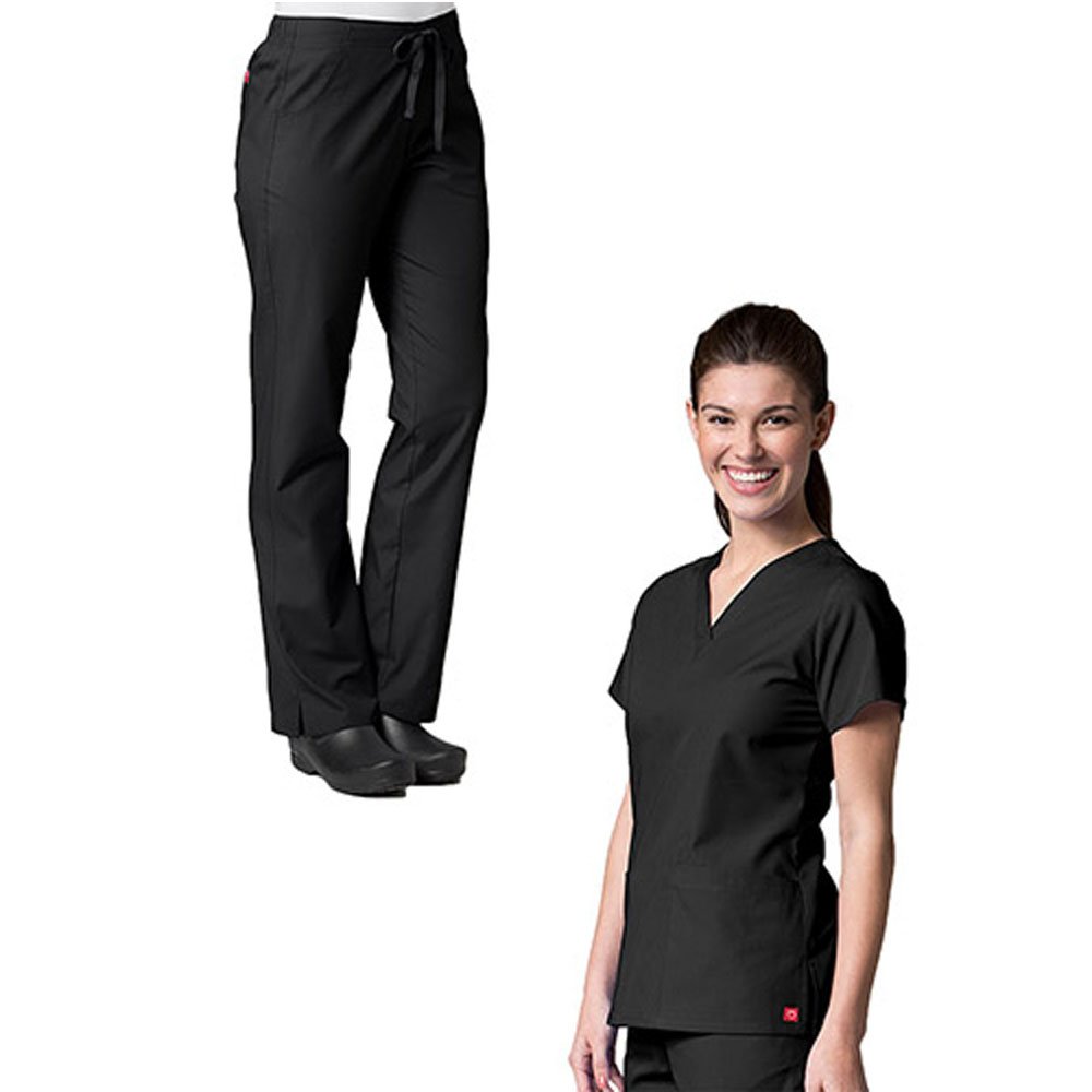 Red PandaV-Neck Two Pocket Top & Half Elastic Pant Scrub Set