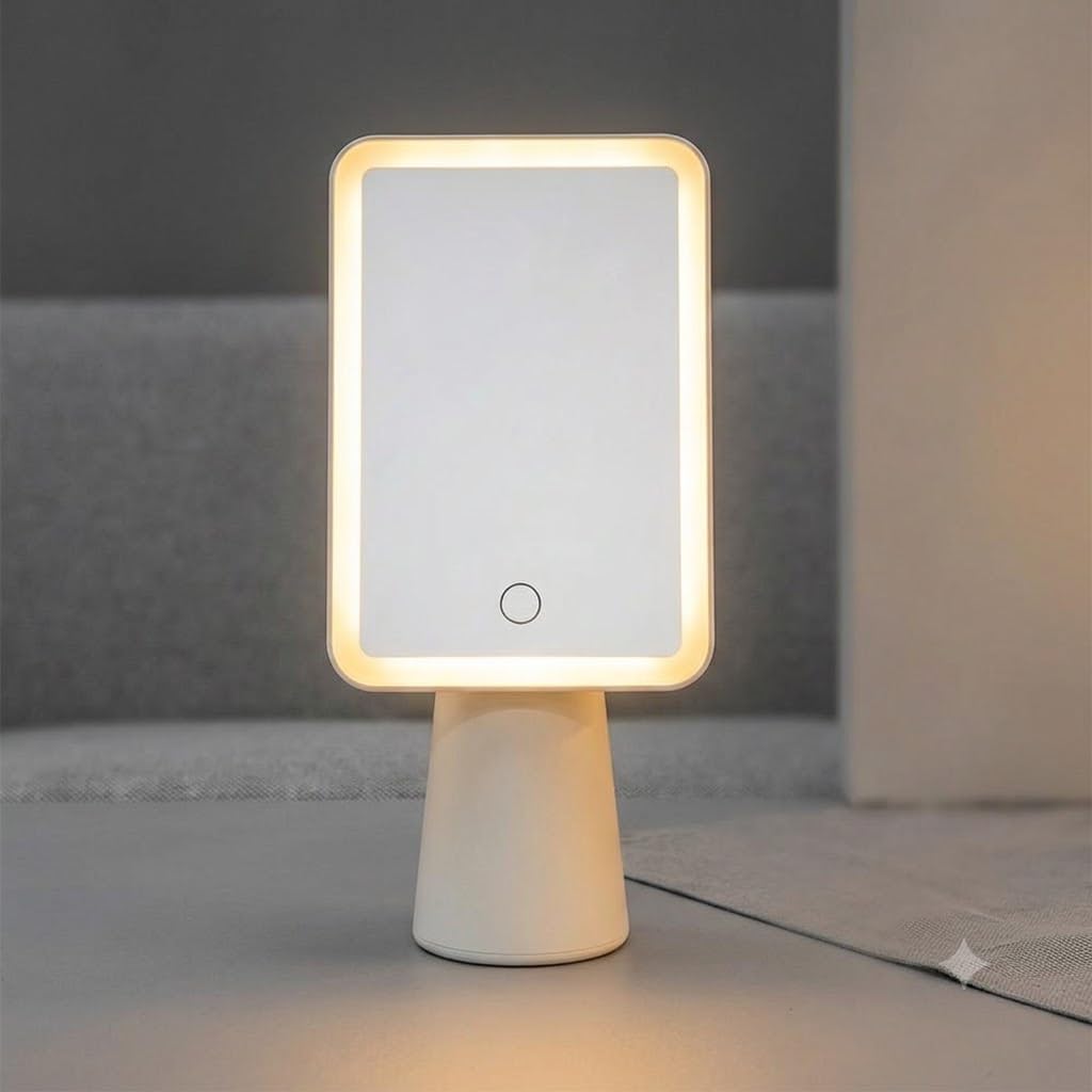 zahab LED Makeup Mirror with Touch Control Light, Adjustable Brightness Vanity Mirror with Stand, USB Powered Tabletop Mirror for Dressing Table & Bathroom-image-26