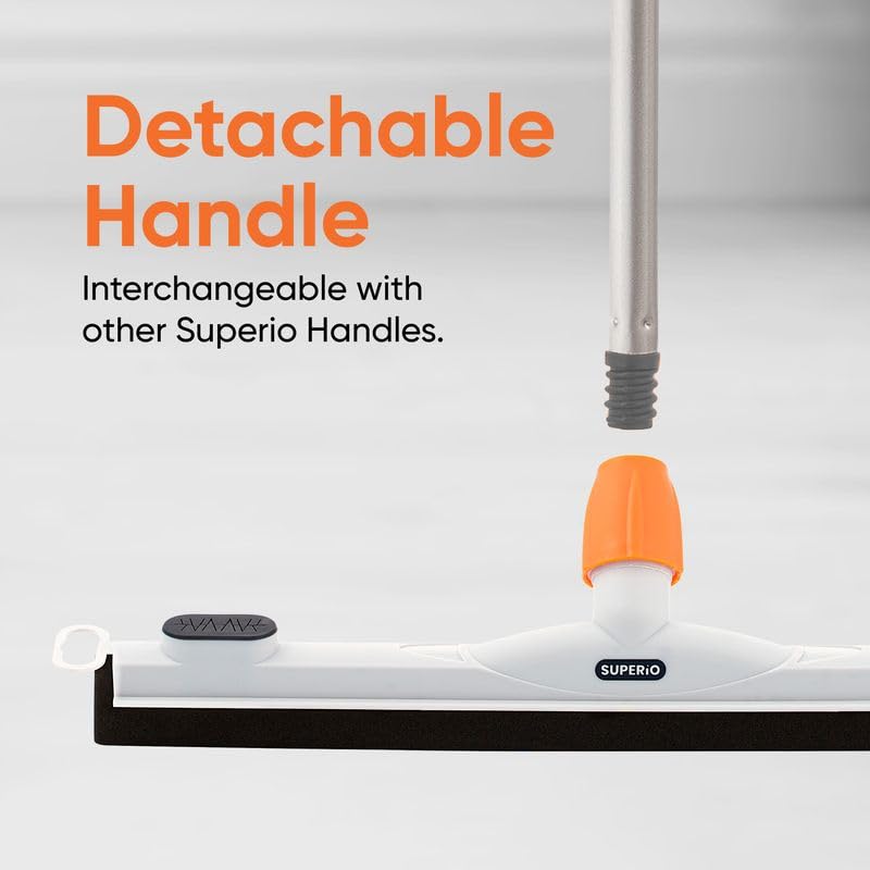 Image of Superio Floor Squeegee for Concrete, Tile, Laminate, Bathroom Floor - 34 inch- 60 inch Telescopic Long Handle - 18 inch Foam Window Squeegee